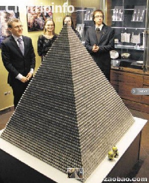 《立陶宛100万硬币 堆成“金字塔”破世界纪录》