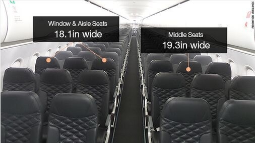 《美廉航飞机中间座椅加宽一寸 号称全美最宽》