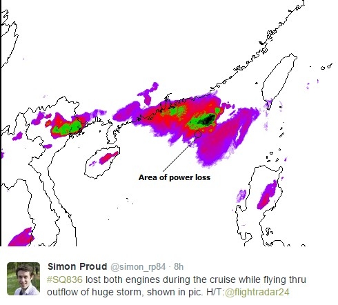 新航新加坡飞上海航班遇短暂双发失效